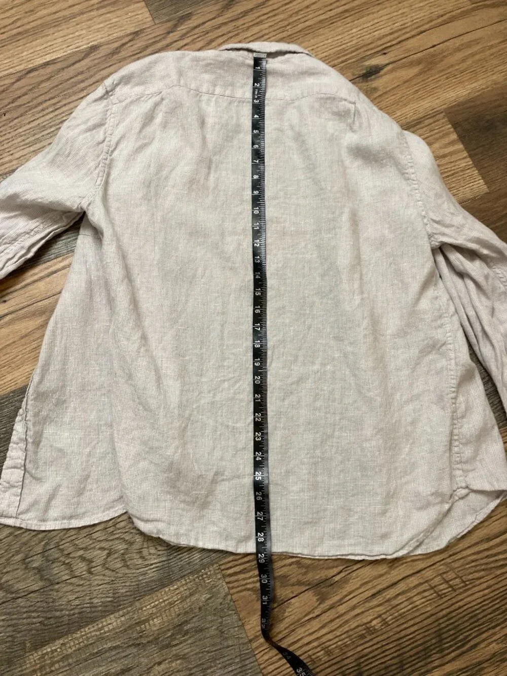 J.Crew Men’s L Slim Fit Linen Cotton Button Down Shirt Beige Check Long Sleeve